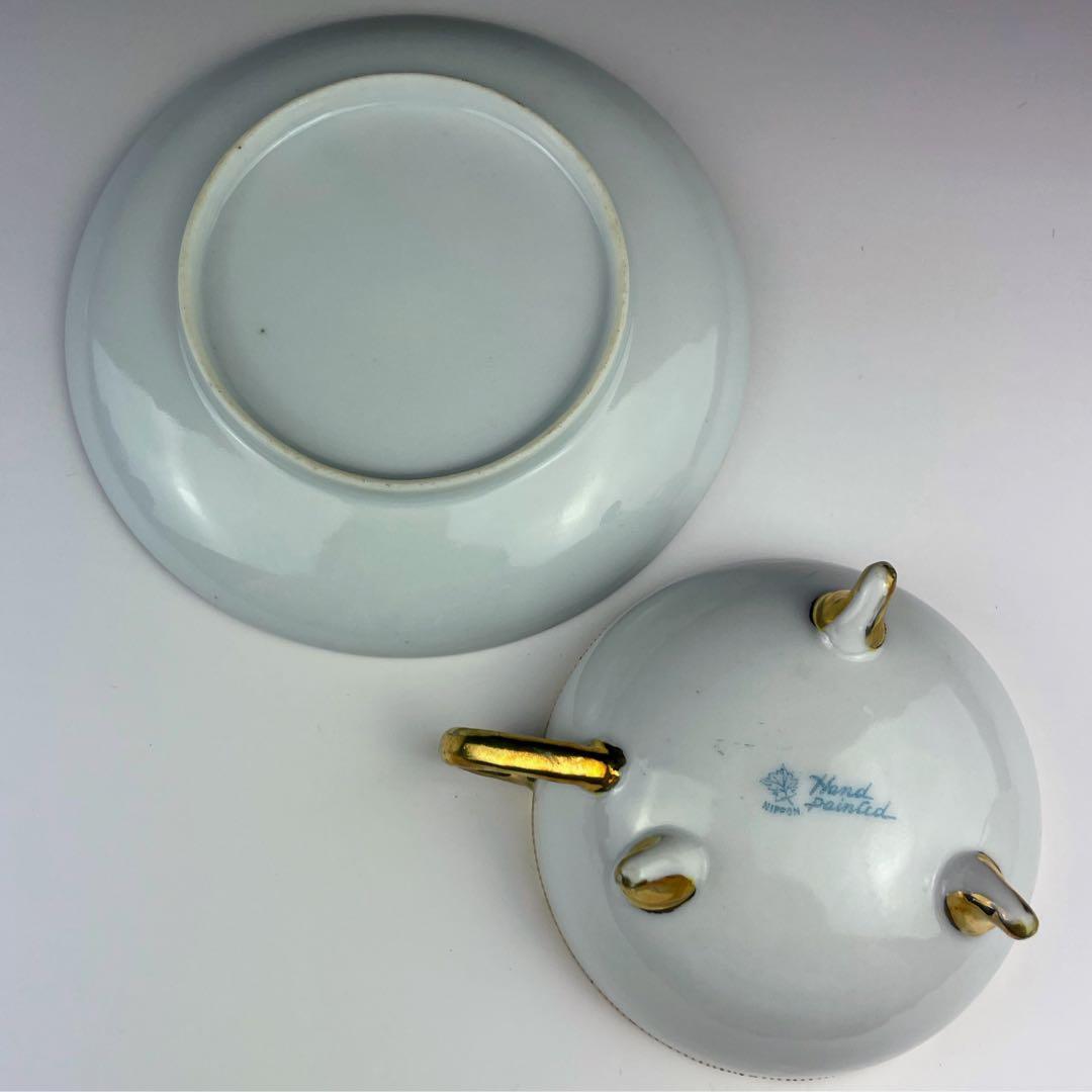 オールドノリタケ フライングスワン ジュエル 脚付きティーカップ ソーサー