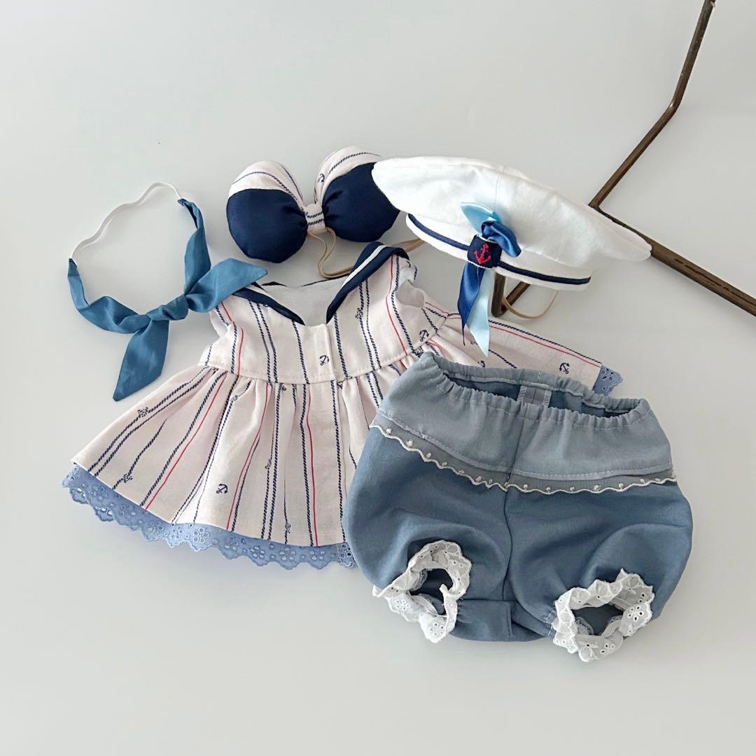 ダッフィ＆シェリーメイ　マリンコスチューム　マリン帽付き（イカリ柄）