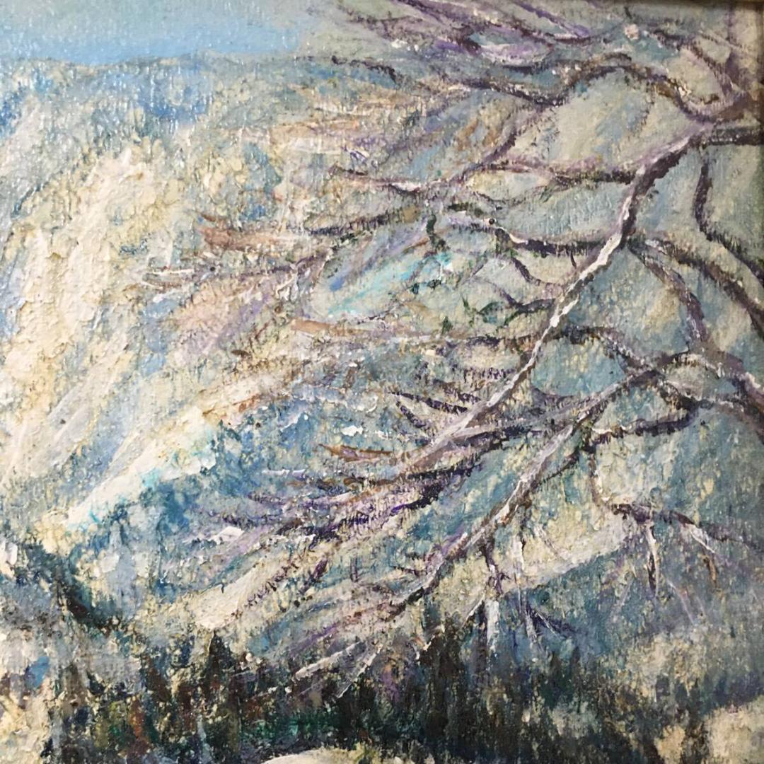 【真作保証】寺崎守 『山麓の里』信州 飯山 F8号 額装 風景画 油彩