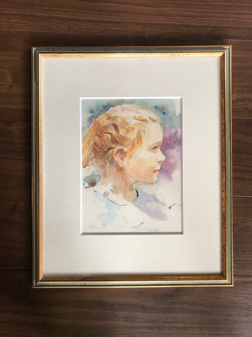 黒川達也　「少女A」 水彩　真作　Girls