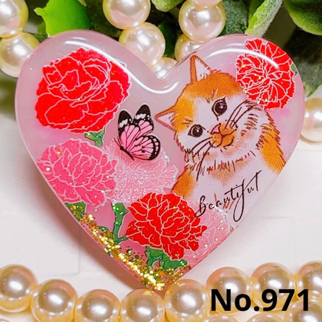 ひなた♡様お取置きレジンヘアゴム 猫ちゃんとカーネーション 蝶々No.971