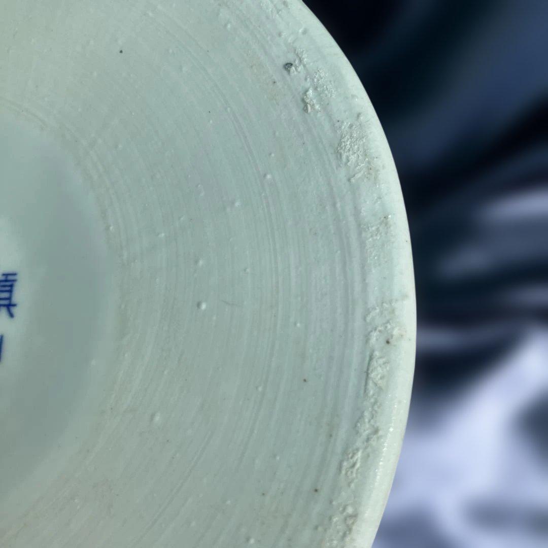 (514)かなりのアンティーク品中国景徳鎮の青白磁の風景画大型ポット