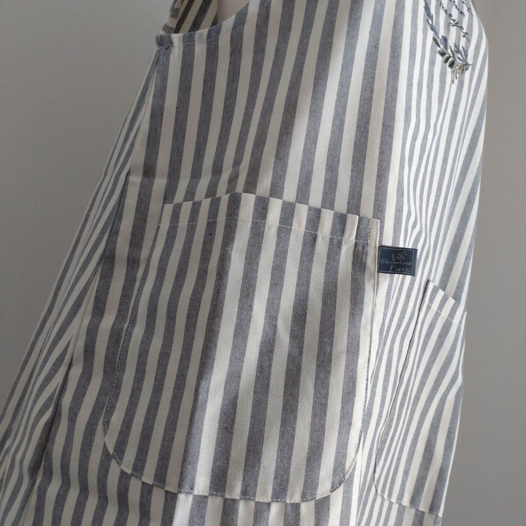 【先染めエプロン】背ボタン (モノトーン) 約85㎝ フリーサイズ 匿名配送