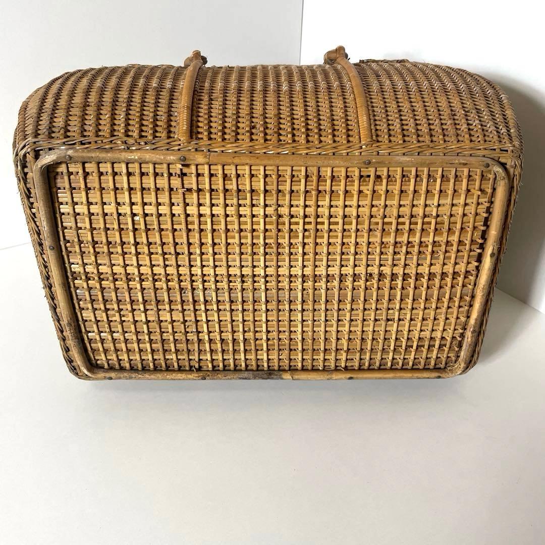 #XG510 アンティーク・時代物・藤編細工籠・ピクニックケース・収納箱・日本製