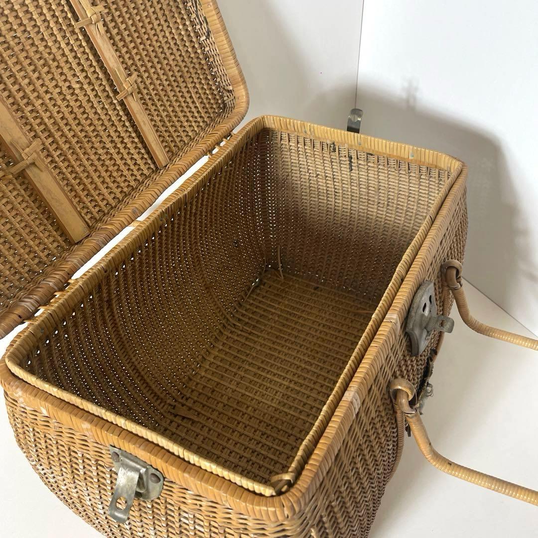 #XG510 アンティーク・時代物・藤編細工籠・ピクニックケース・収納箱・日本製