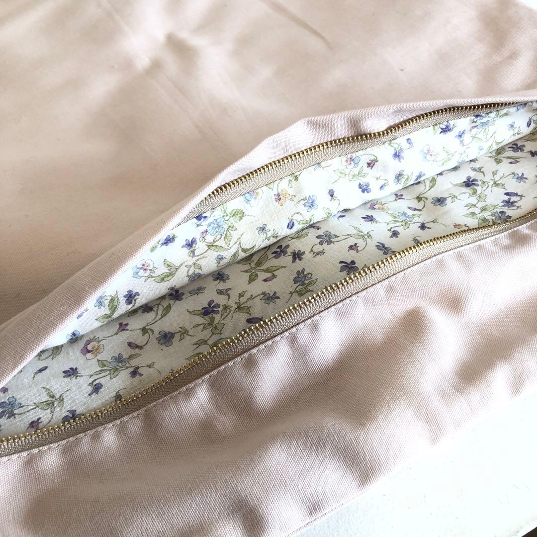 クッションカバー　　くすみピンク系Ⅱ　刺繡リボン