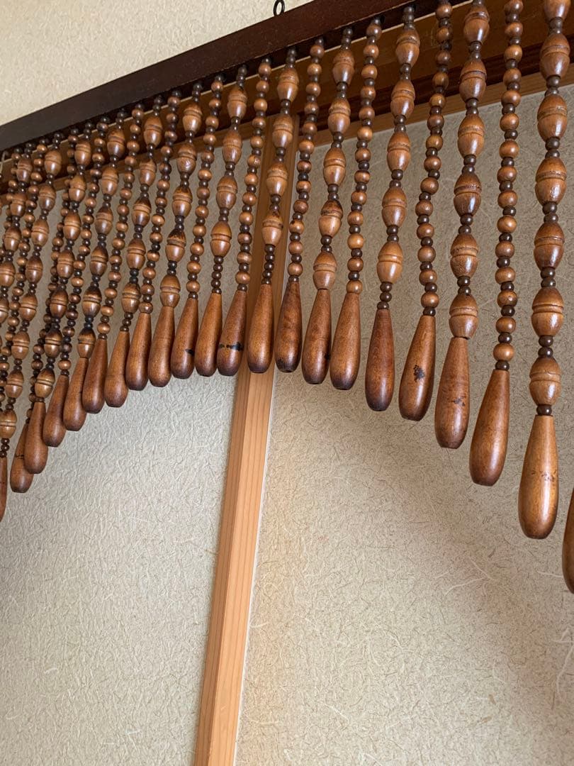 昭和レトロ　特大　玉のれん　木製のれん　木玉暖簾　引き取り限定