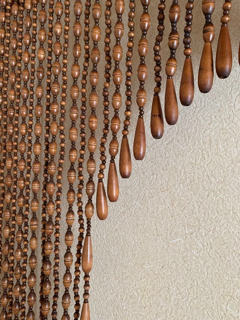 昭和レトロ　特大　玉のれん　木製のれん　木玉暖簾　引き取り限定