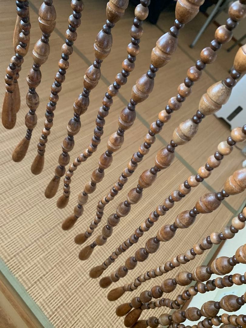 昭和レトロ　特大　玉のれん　木製のれん　木玉暖簾　引き取り限定