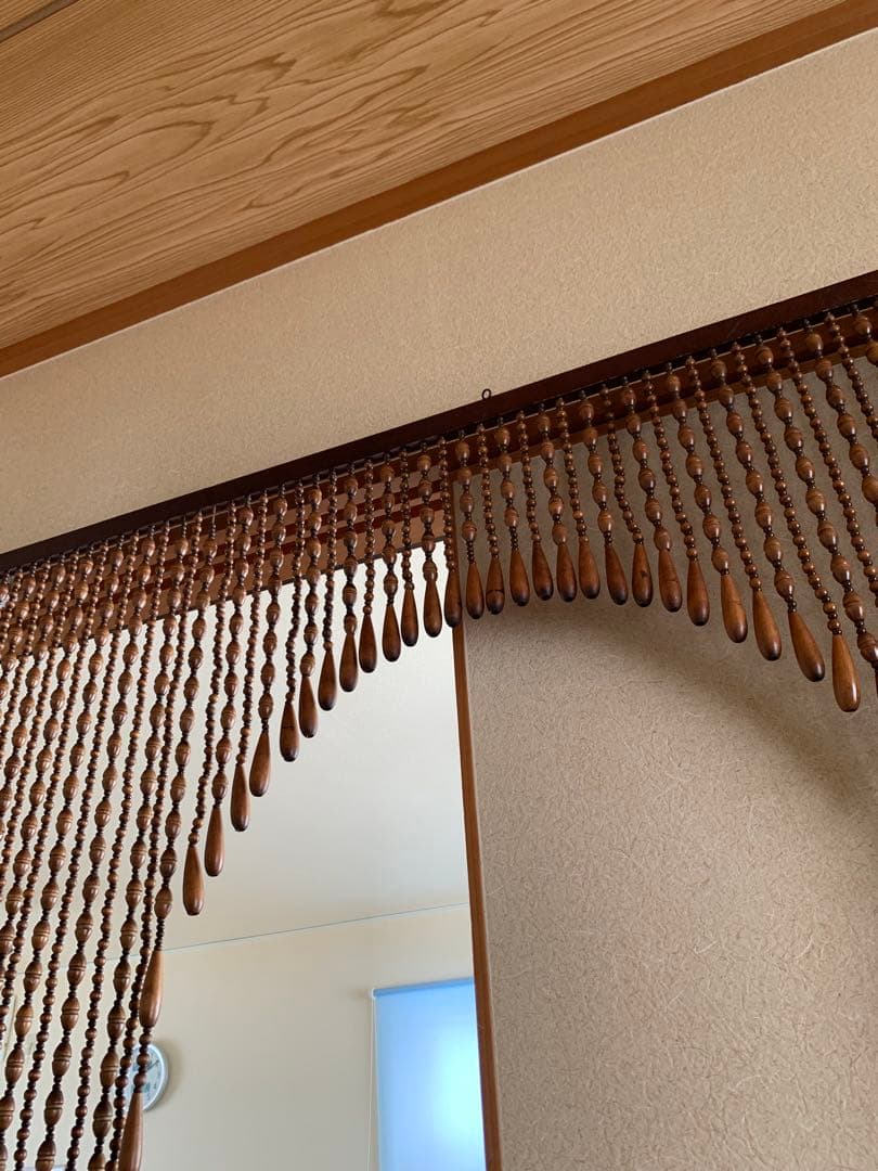 昭和レトロ　特大　玉のれん　木製のれん　木玉暖簾　引き取り限定