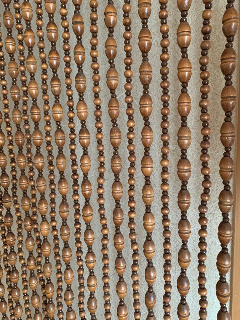 昭和レトロ　特大　玉のれん　木製のれん　木玉暖簾　引き取り限定