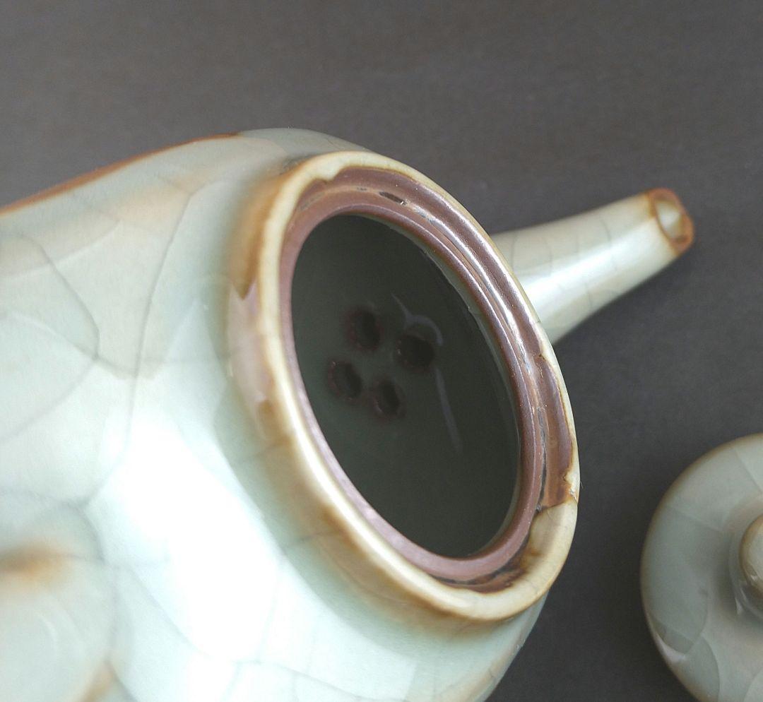 中国　人間国宝　毛正聪　毛正聡　竜泉青磁　茶壺　中国茶器　急須