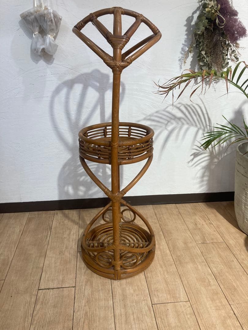ラタン　フラワースタンド　アンティーク