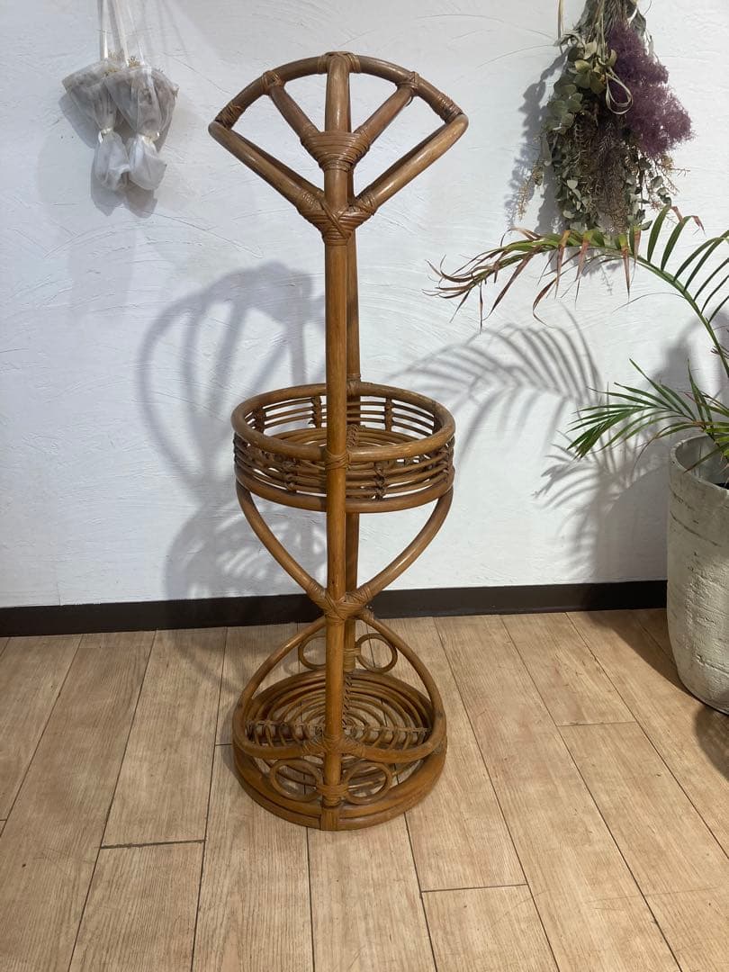 ラタン　フラワースタンド　アンティーク