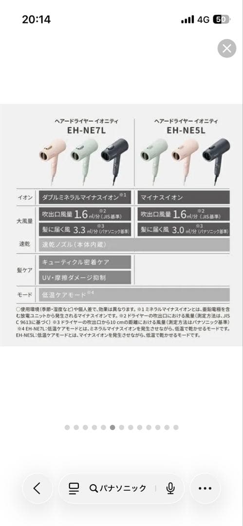 Panasonic ヘアドライヤー EH-NETL