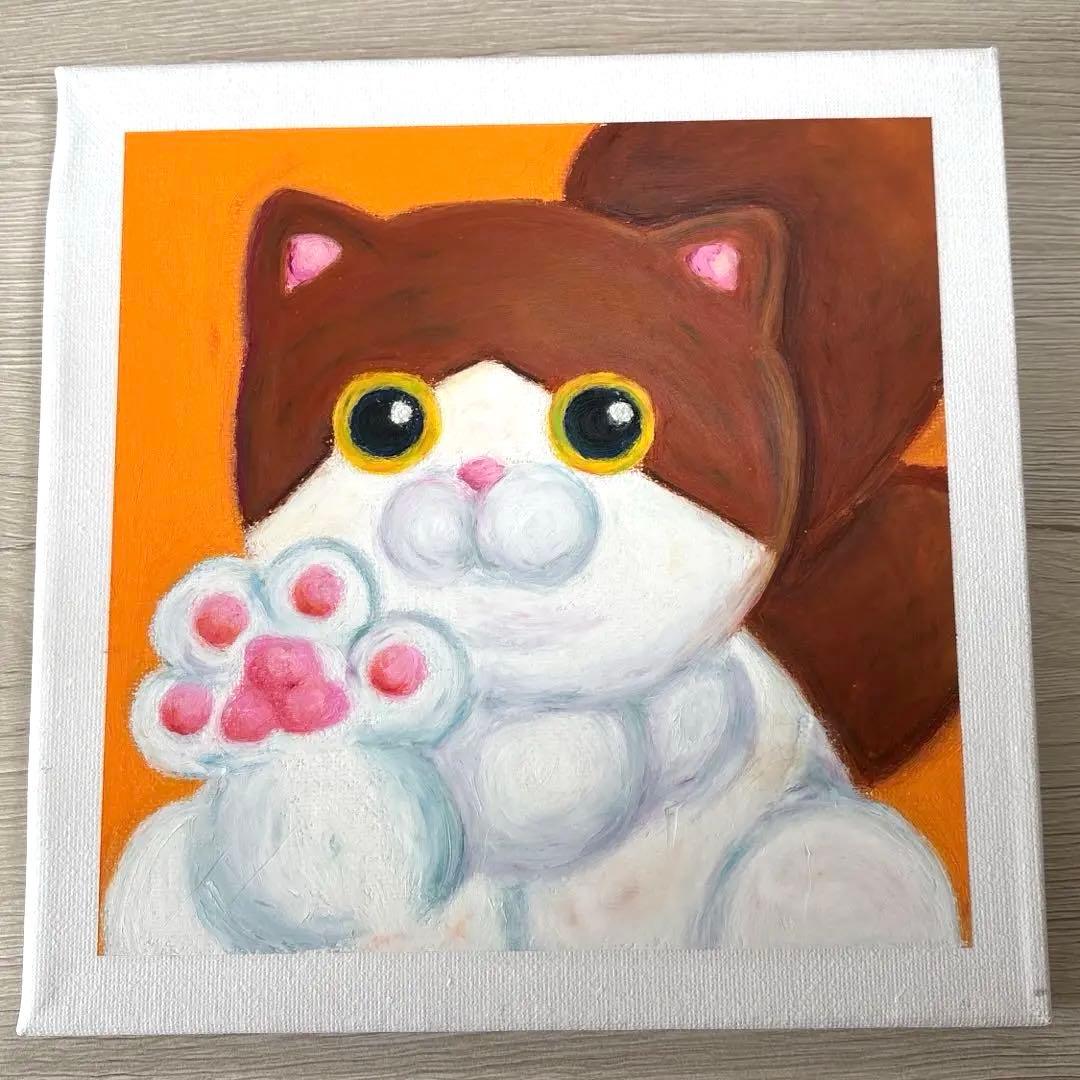 ゆるねこ原画　キャンバスボード　オイルパステル　ココ
