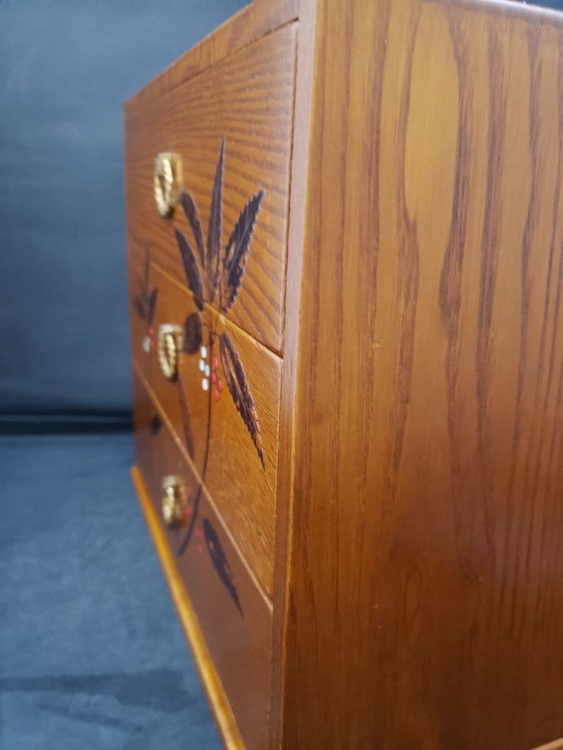 くさ忠　桜皮・貝入れ細工　千両　三段引き出し　小箪笥　伝統工芸品　木製チェスト