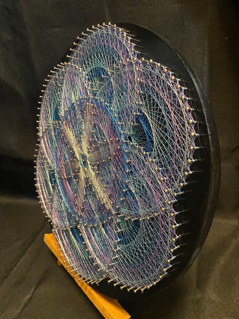 糸掛けアート　糸掛け曼荼羅　ストリングアート　紫陽花曼荼羅