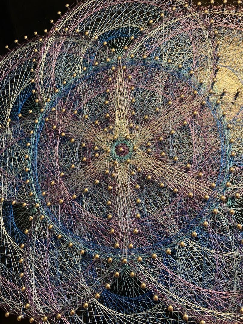 糸掛けアート　糸掛け曼荼羅　ストリングアート　紫陽花曼荼羅