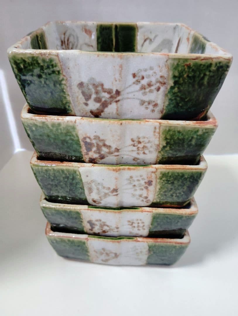 たち吉　極美品　市松　小鉢 5客　菱型