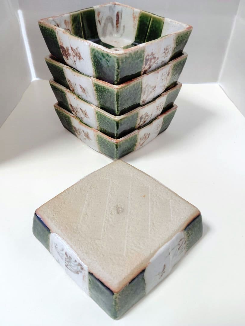 たち吉　極美品　市松　小鉢 5客　菱型