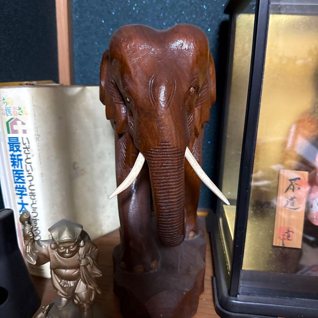 木製象の彫刻 約15cm