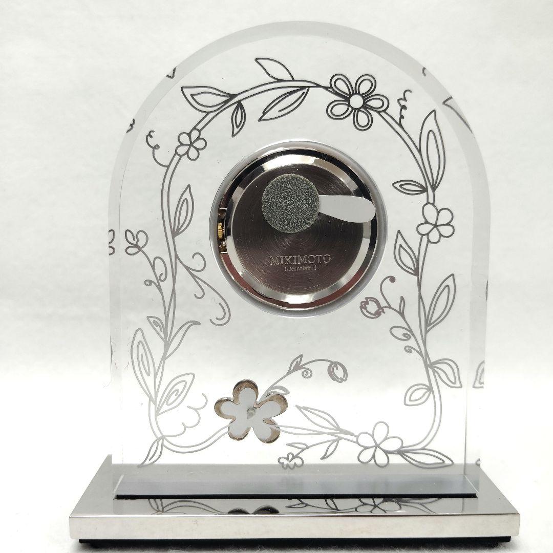 【T】MIKIMOTO　花柄　真珠付置時計　クオーツクロック