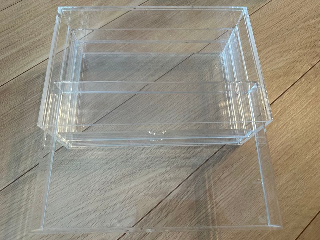 無印 重なるアクリルケース3段 2セット ２段フタ付引出 1セット
