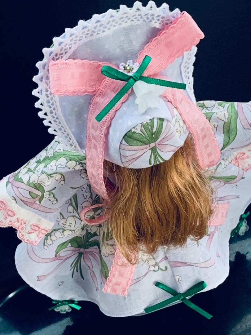 赤桜　　りかちゃんジェニー服　和柄(花ぐるま)＋すずらん柄ロリータ