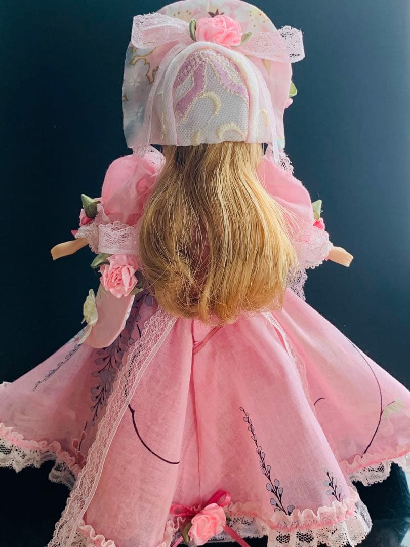 赤桜　　りかちゃんジェニー服　和柄(花ぐるま)＋すずらん柄ロリータ