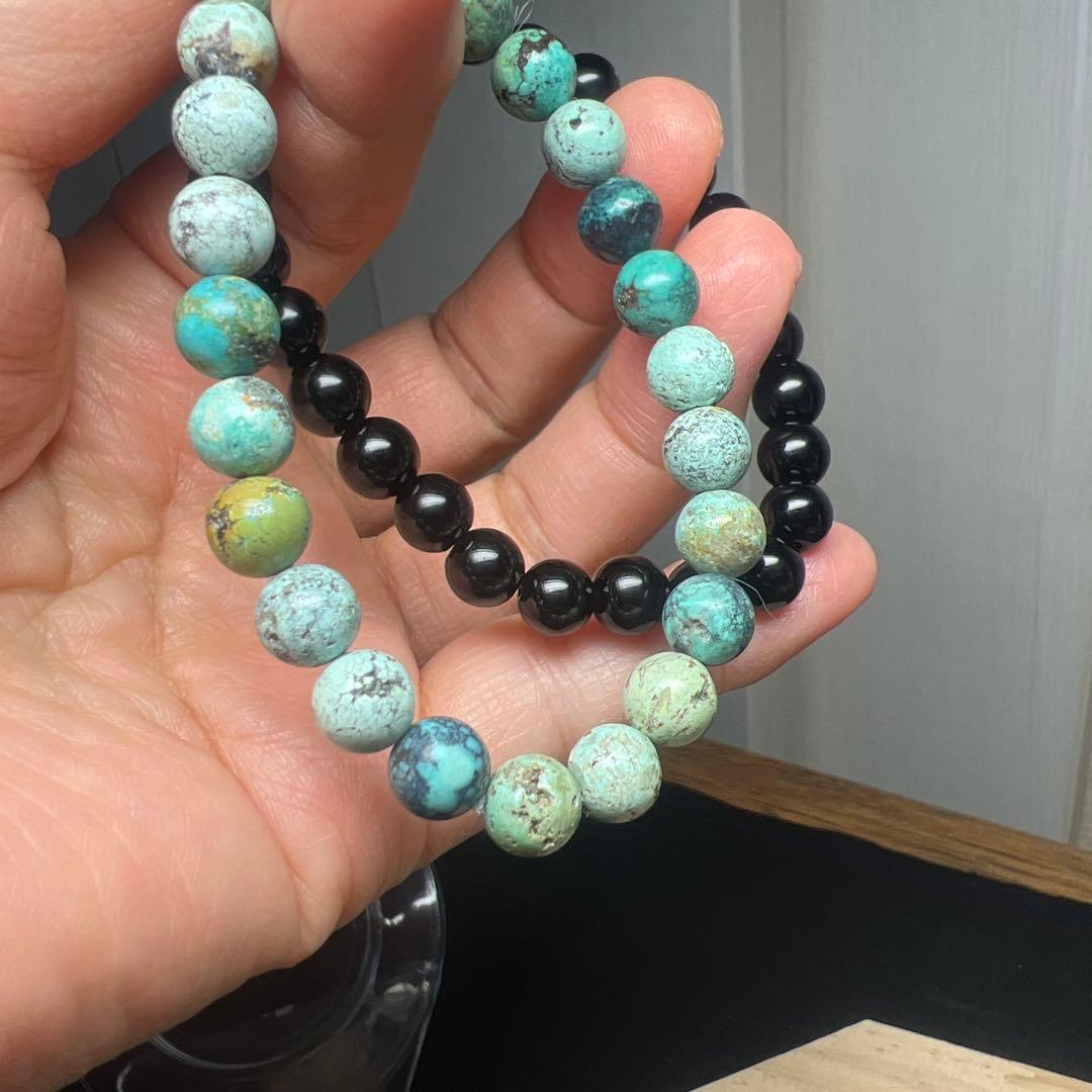 神の宿る石ターコイズブレス&モリオンブレス　長谷寺曼荼羅守り付き