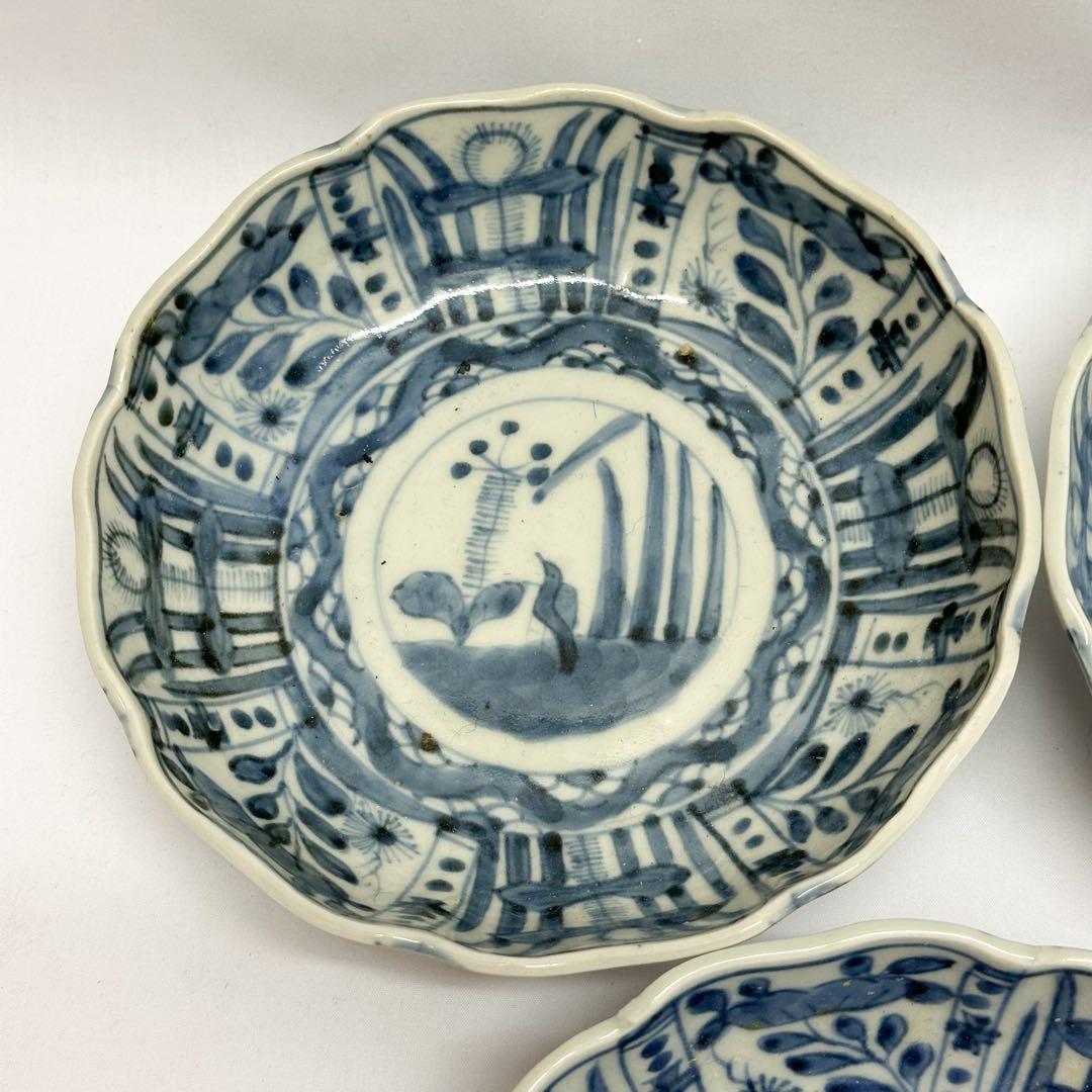 江戸後期 伊万里 染付 芙蓉 なます皿 5枚組 15.5cm