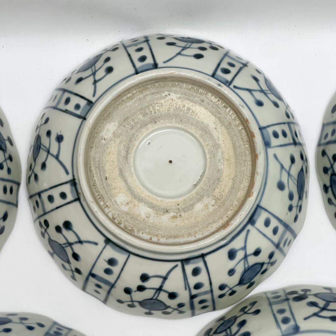 江戸後期 伊万里 染付 芙蓉 なます皿 5枚組 15.5cm