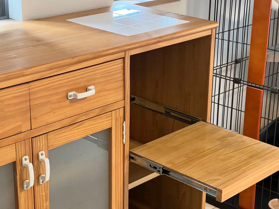 木製食器棚 引き出し付き