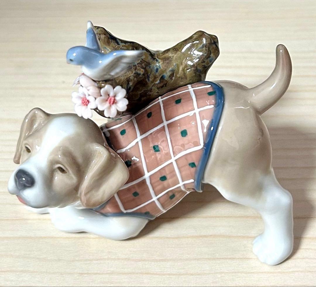 リヤドロ　桜の咲く頃　8381 フィギュリン 仔犬 小鳥　※元箱付属
