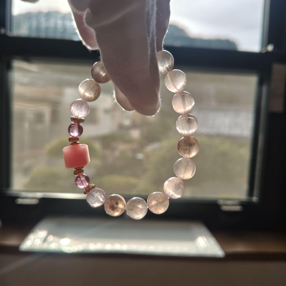 グァバクオーツキューブ×ふんわりピンクマイカ×ピンクトパーズ