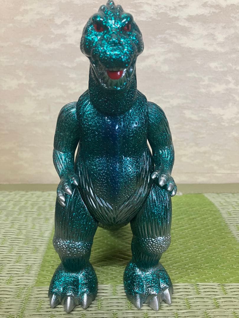 訳あり品　マルサンソフビ　ゴジラ350 ブルーグリーンラメ