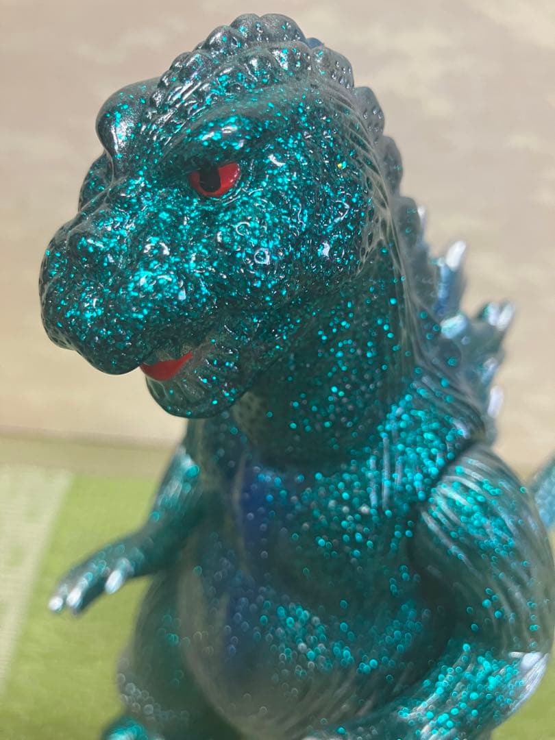 訳あり品　マルサンソフビ　ゴジラ350 ブルーグリーンラメ
