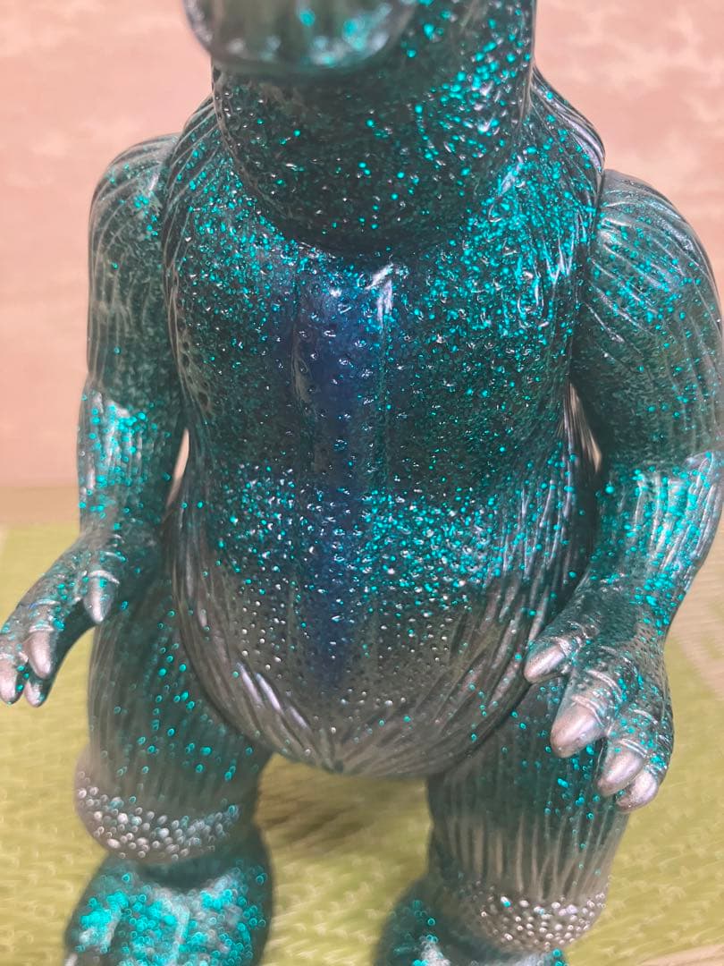 訳あり品　マルサンソフビ　ゴジラ350 ブルーグリーンラメ