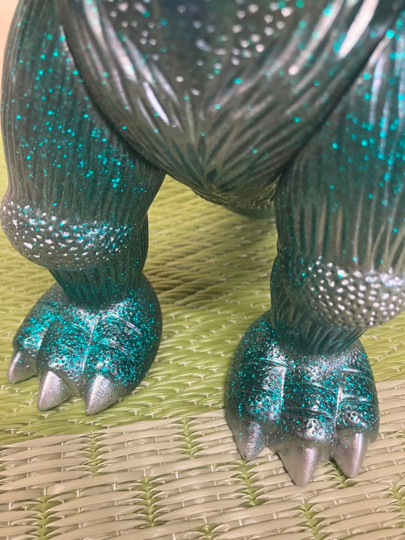 訳あり品　マルサンソフビ　ゴジラ350 ブルーグリーンラメ