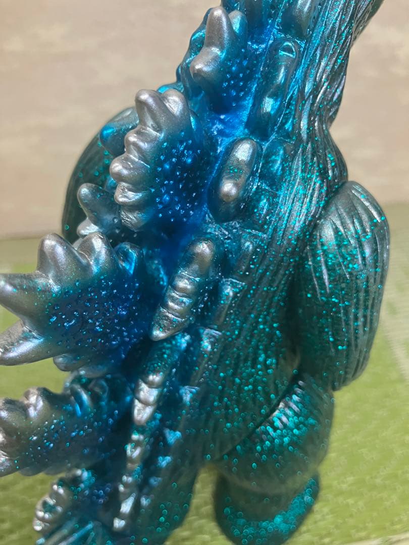 訳あり品　マルサンソフビ　ゴジラ350 ブルーグリーンラメ