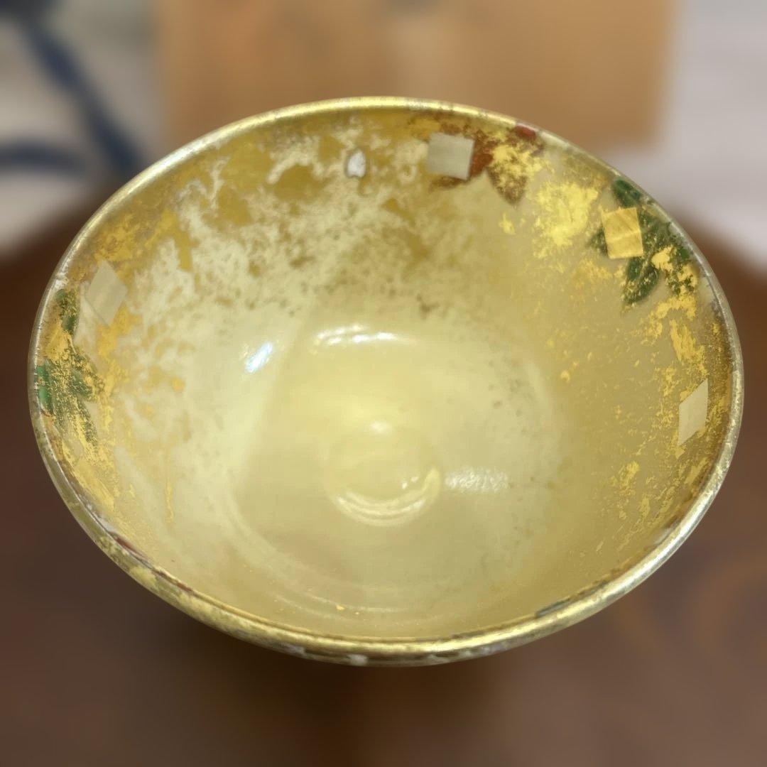 金箔　立田川　抹茶碗