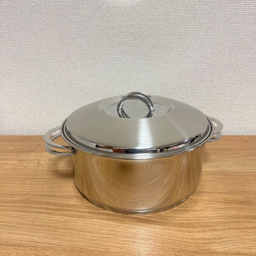 未使用 トラモンティーナ TRAMONTINA ステンレス両手鍋 蓋付き