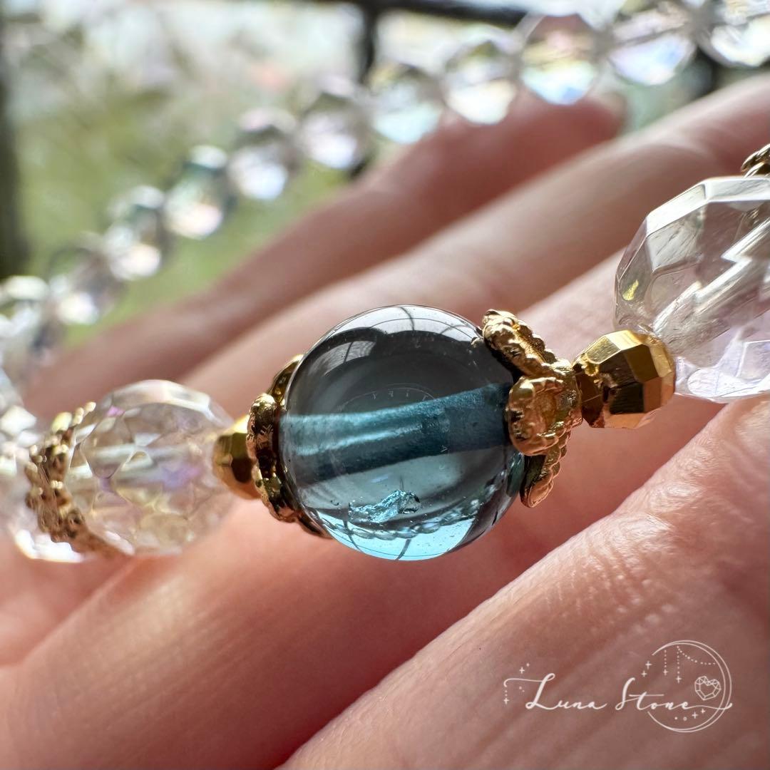 ☆再販デザイン【ロンドンブルートパーズ×アクアオーラ】天然石 ブレスレット