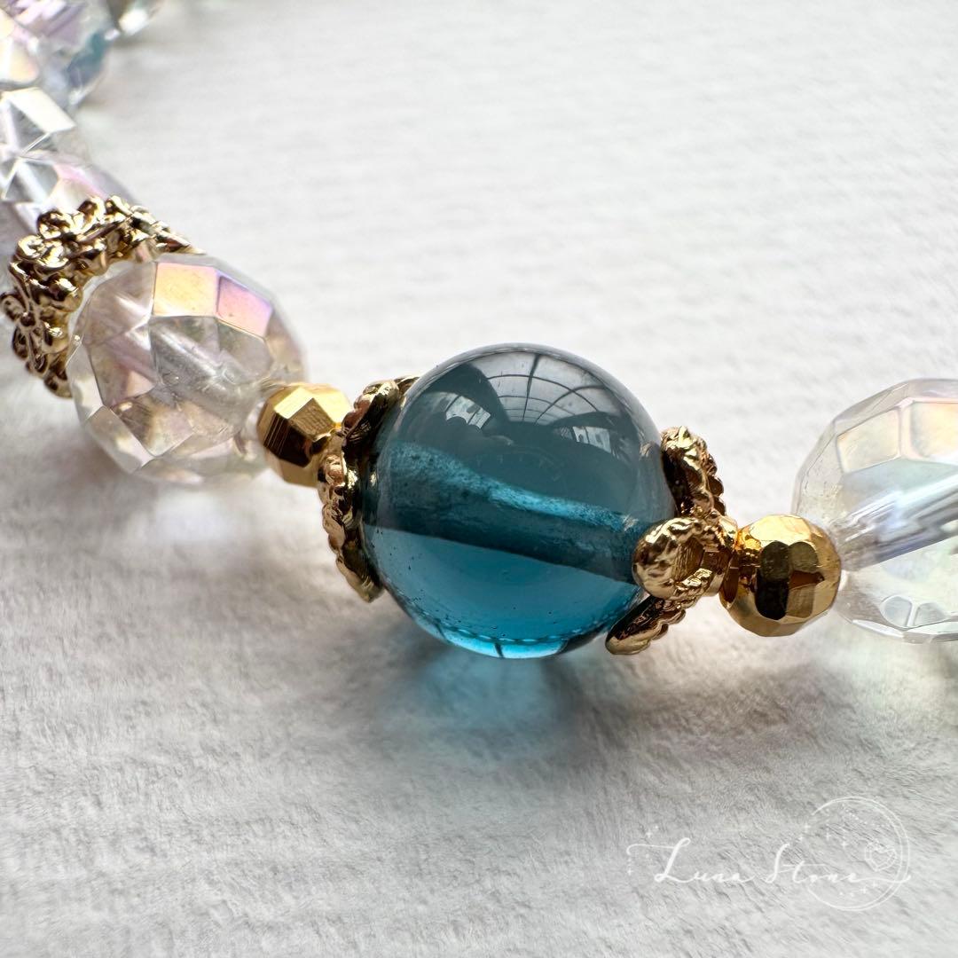 ☆再販デザイン【ロンドンブルートパーズ×アクアオーラ】天然石 ブレスレット