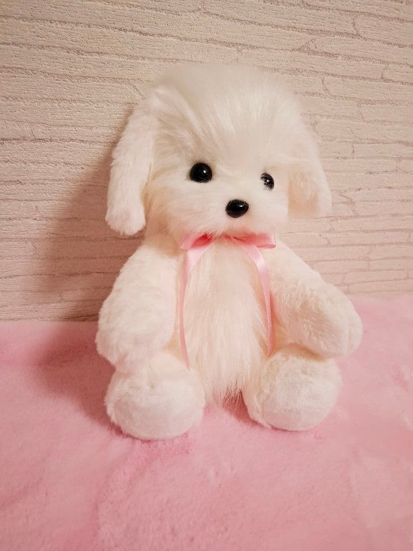 1.ぬいぐるみ、テディマルチーズ、犬、ハンドメイド、オリジナル、白