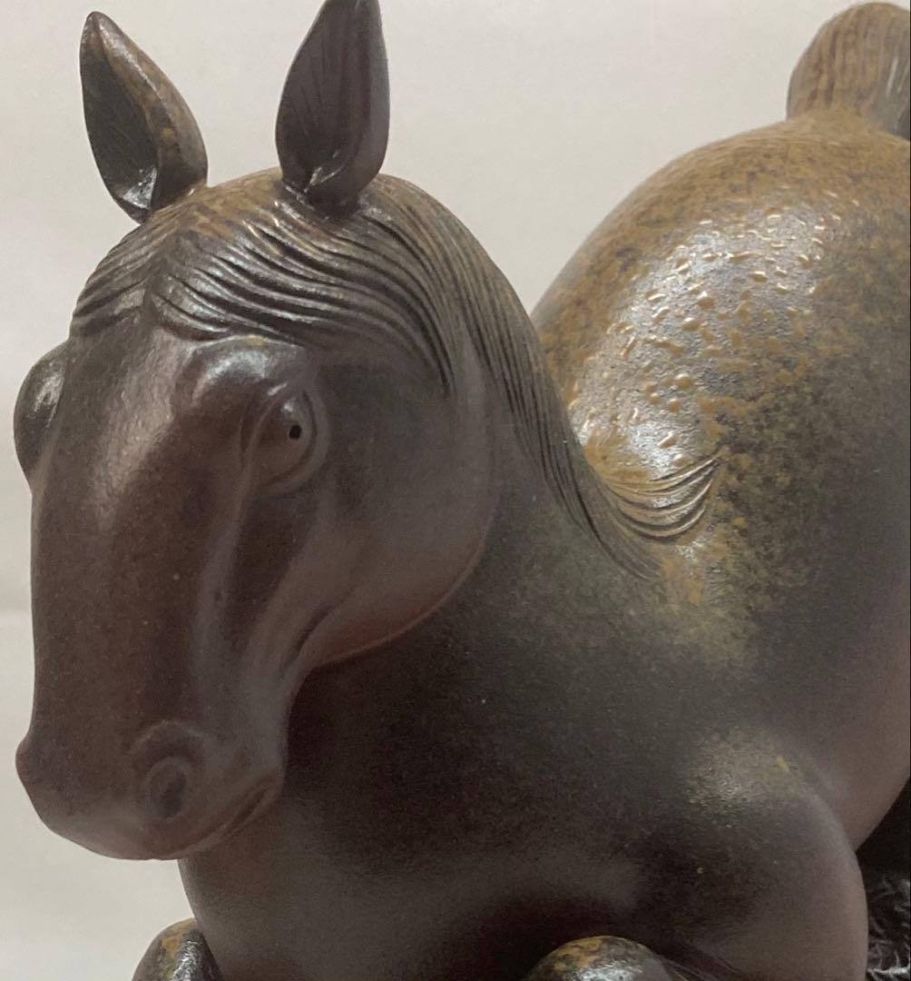 B480s「備前干支置物 午」安土窯　共箱　備前焼　令8年干支　瓢箪から駒