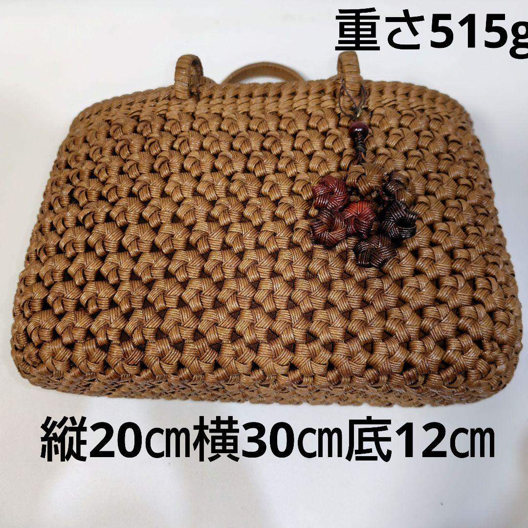 クラフトで使った山葡萄風かごバッグ（チャーム付きファスナー付き蓋）