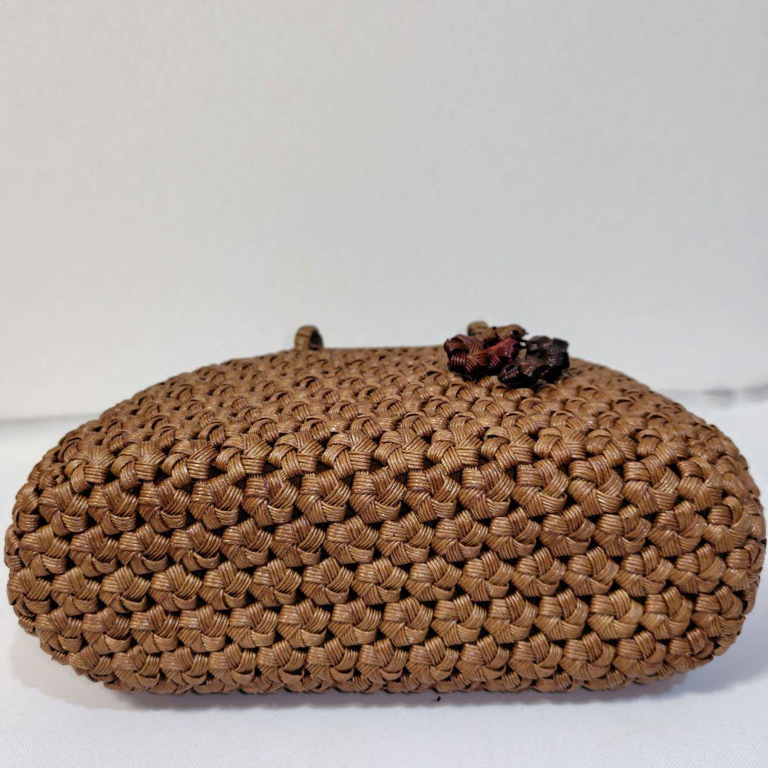 クラフトで使った山葡萄風かごバッグ（チャーム付きファスナー付き蓋）