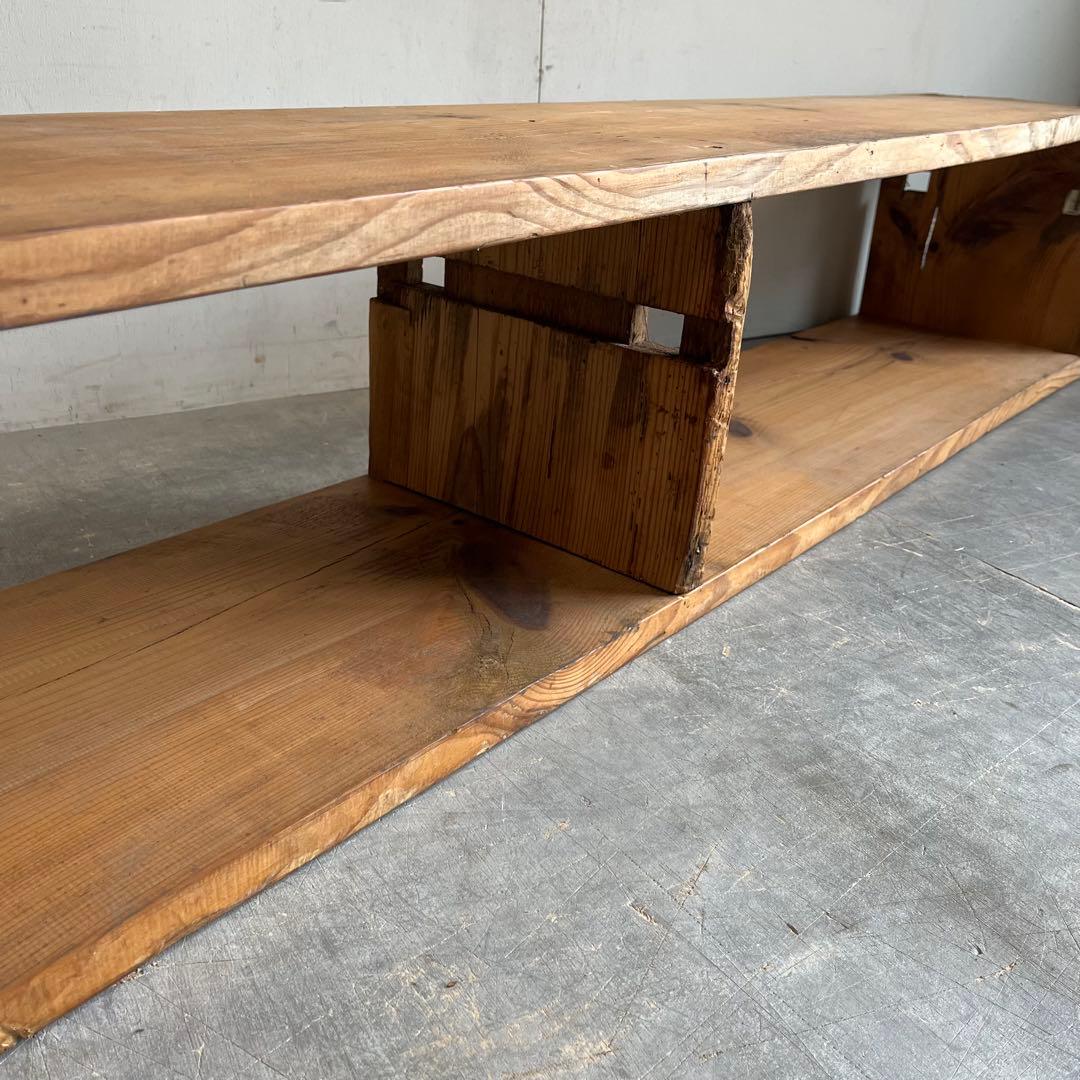 アンティーク シェルフ 棚 ローボード 飾り台 テレビ台 無垢材 シャビー